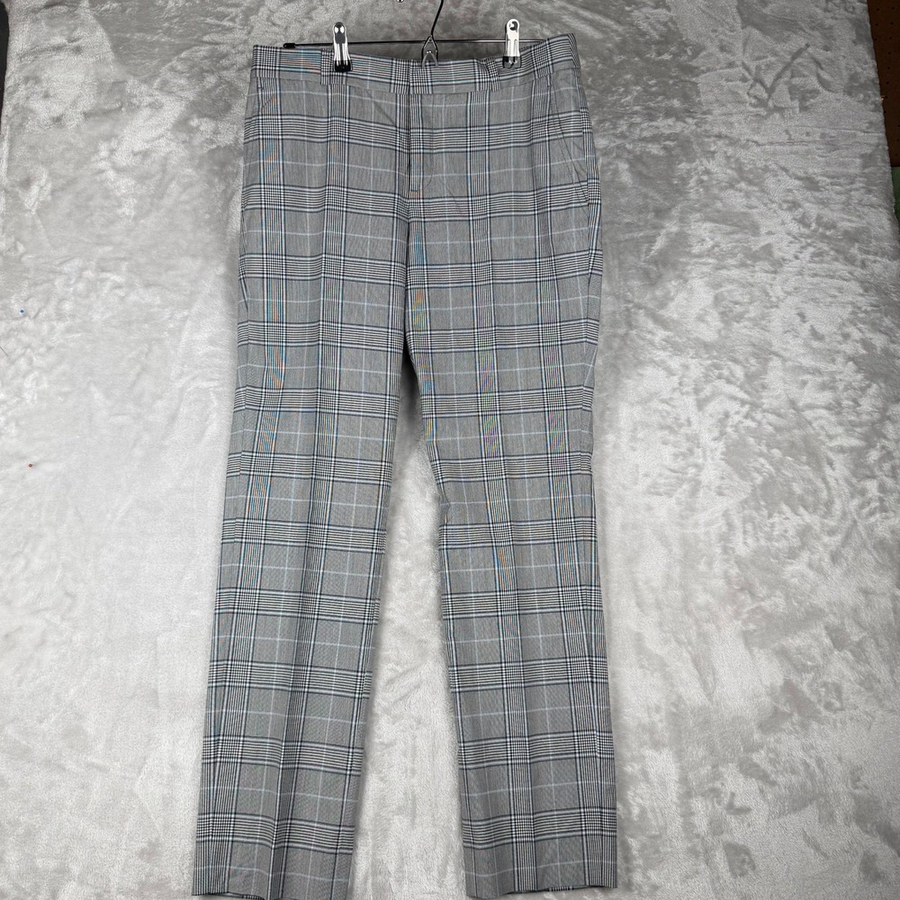 Banana Republic Ryan Plaid Straight Leg Dress Pants Women's Size‎ 6 Gray Blue
